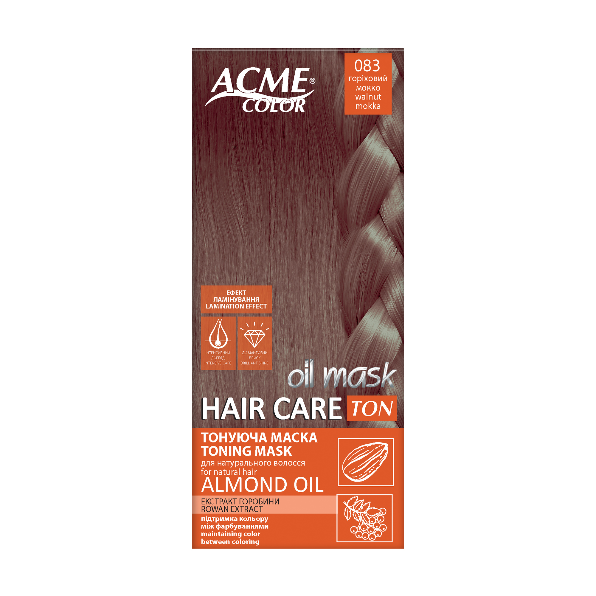 Тонувальна маска для волосся Acme Color Hair Care Ton Oil Mask, 083 Горіховий мокко,  30 мл